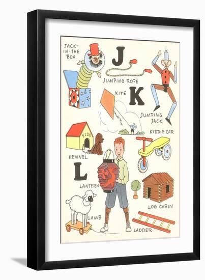 Learning the Alphabet, J, K and L-null-Framed Art Print