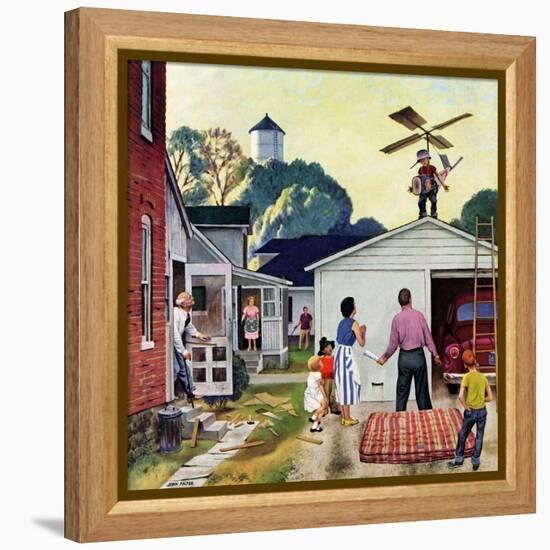 "Learning to Fly", June 20, 1953-John Falter-Framed Premier Image Canvas