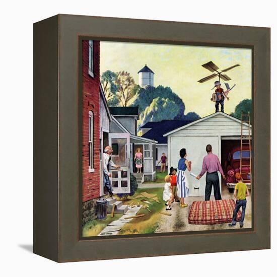 "Learning to Fly", June 20, 1953-John Falter-Framed Premier Image Canvas