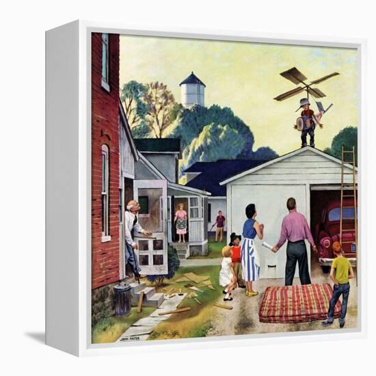 "Learning to Fly", June 20, 1953-John Falter-Framed Premier Image Canvas