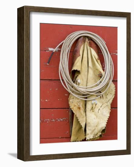 Leather Chaps and Rope, Ponderosa Ranch, Seneca, Oregon, USA-Wendy Kaveney-Framed Photographic Print