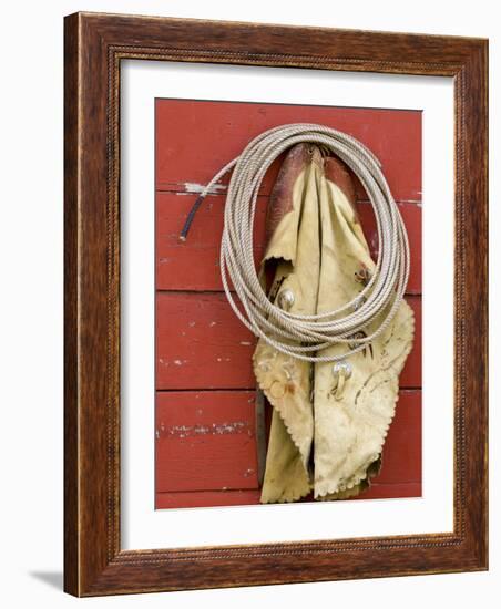 Leather Chaps and Rope, Ponderosa Ranch, Seneca, Oregon, USA-Wendy Kaveney-Framed Photographic Print