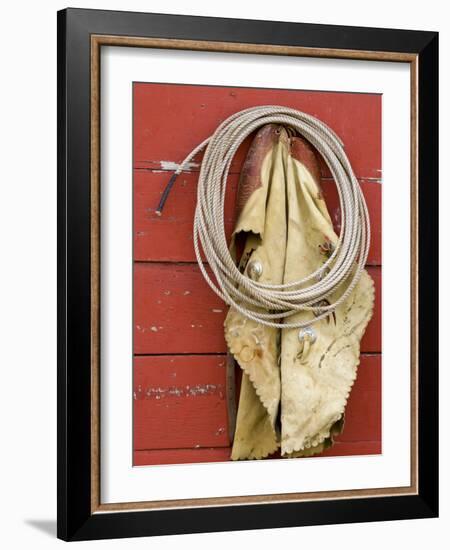 Leather Chaps and Rope, Ponderosa Ranch, Seneca, Oregon, USA-Wendy Kaveney-Framed Photographic Print