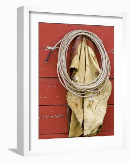 Leather Chaps and Rope, Ponderosa Ranch, Seneca, Oregon, USA-Wendy Kaveney-Framed Photographic Print