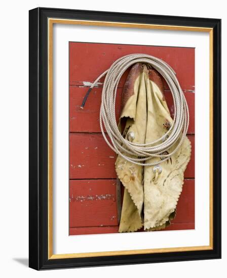 Leather Chaps and Rope, Ponderosa Ranch, Seneca, Oregon, USA-Wendy Kaveney-Framed Photographic Print