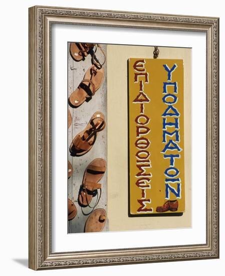 Leather Goods Shop Sign, Plaka, Athens, Greece, Europe-Thouvenin Guy-Framed Photographic Print