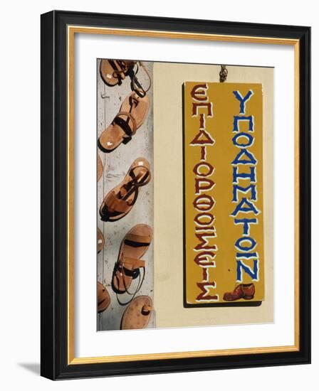 Leather Goods Shop Sign, Plaka, Athens, Greece, Europe-Thouvenin Guy-Framed Photographic Print