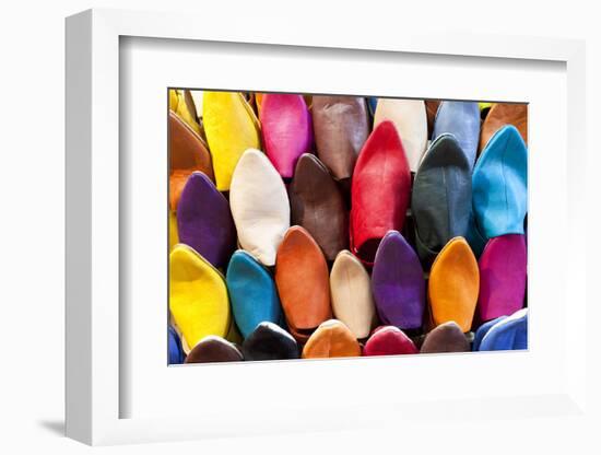 Leather Slippers for Sale in the Souk, Marrakech (Marrakesh), Morocco-Peter Adams-Framed Photographic Print