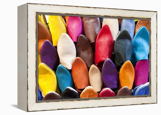 Leather Slippers for Sale in the Souk, Marrakech (Marrakesh), Morocco-Peter Adams-Framed Premier Image Canvas