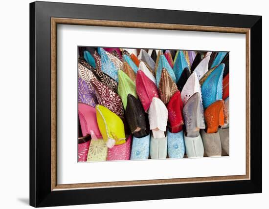 Leather Slippers for Sale in the Souk, Marrakech, Morocco-Peter Adams-Framed Photographic Print