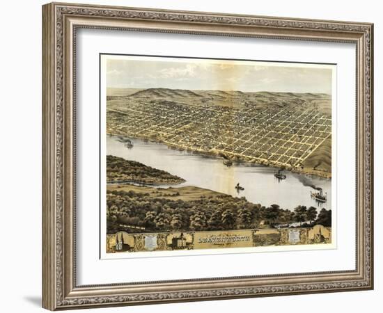 Leavenworth, Kansas - Panoramic Map-Lantern Press-Framed Art Print