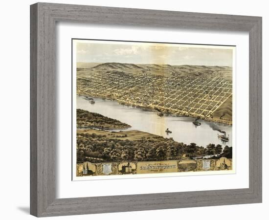 Leavenworth, Kansas - Panoramic Map-Lantern Press-Framed Art Print