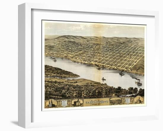 Leavenworth, Kansas - Panoramic Map-Lantern Press-Framed Art Print