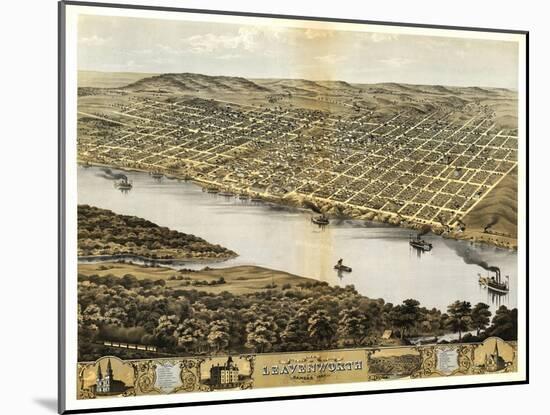 Leavenworth, Kansas - Panoramic Map-Lantern Press-Mounted Art Print