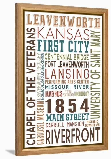 Leavenworth, Kansas - Typography-Lantern Press-Framed Stretched Canvas