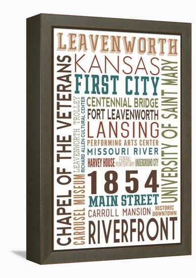 Leavenworth, Kansas - Typography-Lantern Press-Framed Stretched Canvas