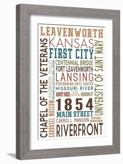 Leavenworth, Kansas - Typography-Lantern Press-Framed Art Print