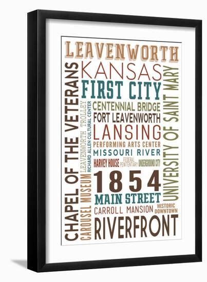 Leavenworth, Kansas - Typography-Lantern Press-Framed Art Print