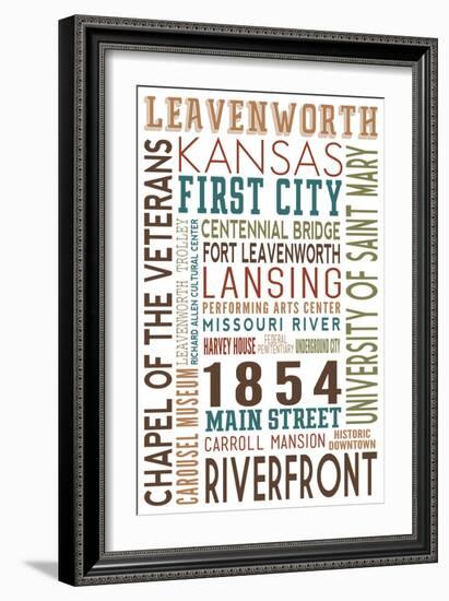 Leavenworth, Kansas - Typography-Lantern Press-Framed Art Print