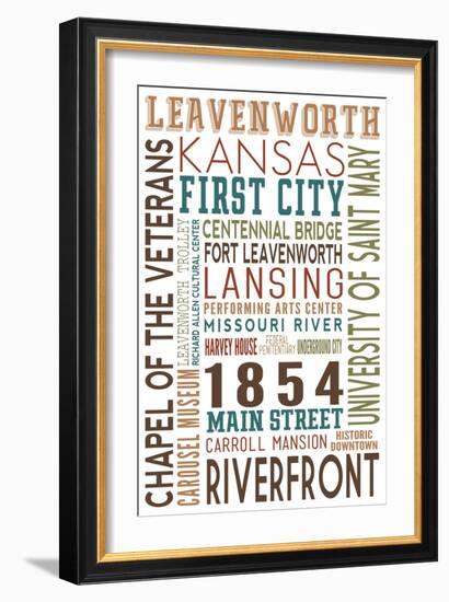 Leavenworth, Kansas - Typography-Lantern Press-Framed Art Print