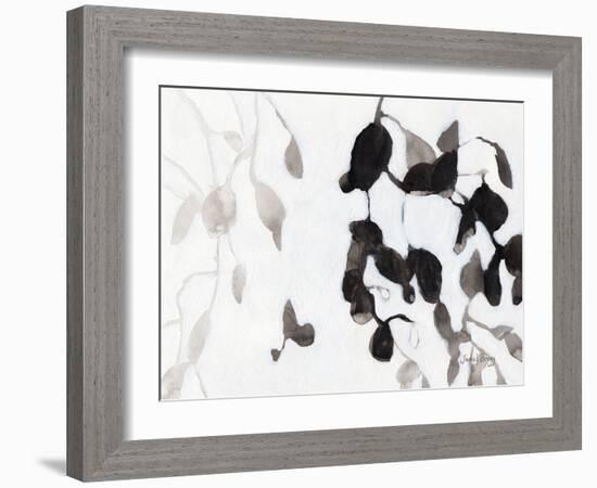 Leaves in Black and White-Janel Bragg-Framed Art Print