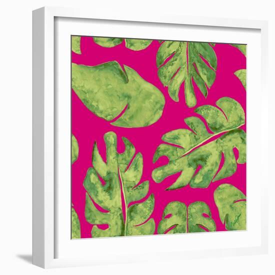 Leaves On Pink-Kat Papa-Framed Art Print