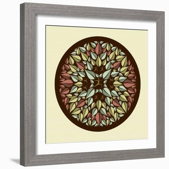 Leaves - Yoga Mandala-cienpies-Framed Art Print