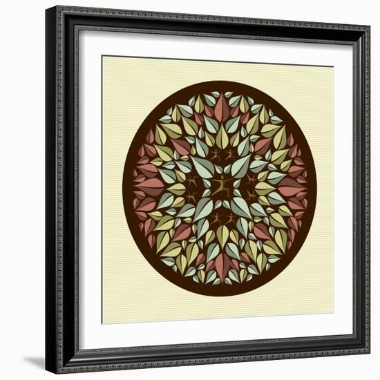 Leaves - Yoga Mandala-cienpies-Framed Art Print
