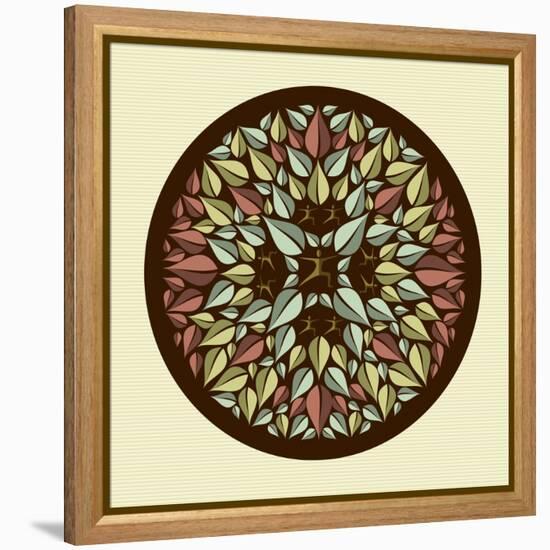 Leaves - Yoga Mandala-cienpies-Framed Stretched Canvas