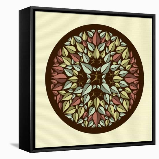 Leaves - Yoga Mandala-cienpies-Framed Stretched Canvas