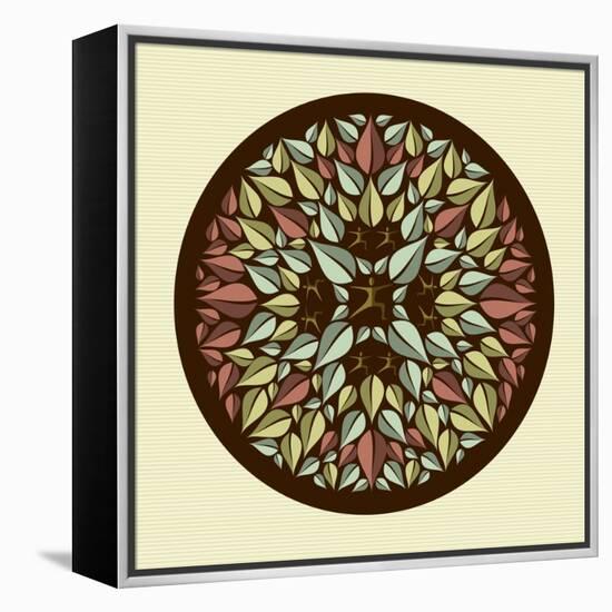 Leaves - Yoga Mandala-cienpies-Framed Stretched Canvas