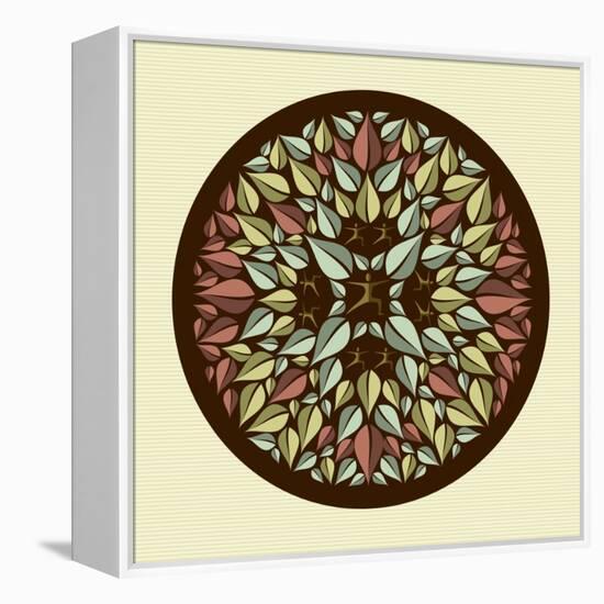 Leaves - Yoga Mandala-cienpies-Framed Stretched Canvas