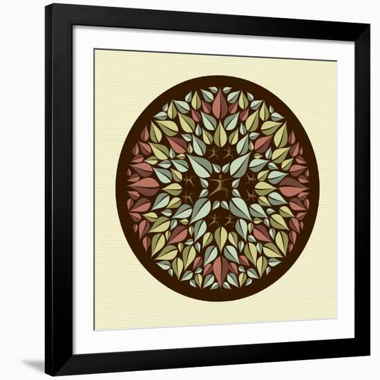 Leaves - Yoga Mandala-cienpies-Framed Art Print