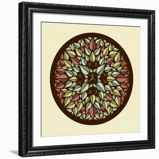 Leaves - Yoga Mandala-cienpies-Framed Art Print