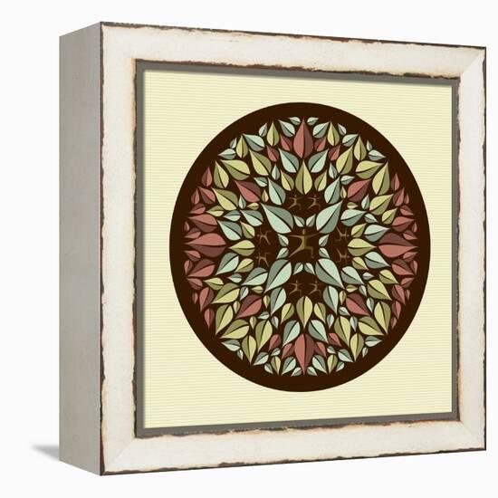 Leaves - Yoga Mandala-cienpies-Framed Stretched Canvas