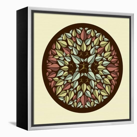 Leaves - Yoga Mandala-cienpies-Framed Stretched Canvas