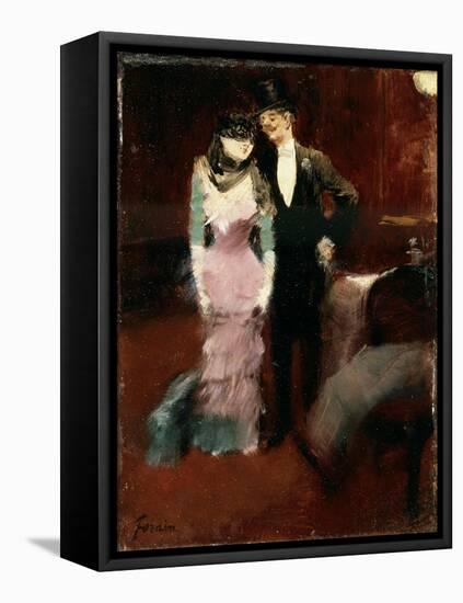 Leaving a Masquerade Ball at the Paris Opera, Late 19th or Early 20th Century-Jean Louis Forain-Framed Premier Image Canvas