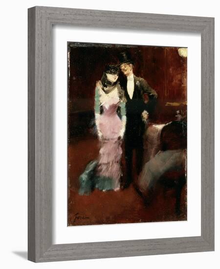 Leaving a Masquerade Ball at the Paris Opera, Late 19th or Early 20th Century-Jean Louis Forain-Framed Giclee Print