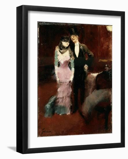 Leaving a Masquerade Ball at the Paris Opera, Late 19th or Early 20th Century-Jean Louis Forain-Framed Giclee Print