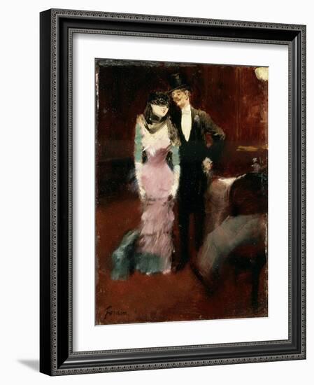 Leaving a Masquerade Ball at the Paris Opera, Late 19th or Early 20th Century-Jean Louis Forain-Framed Giclee Print