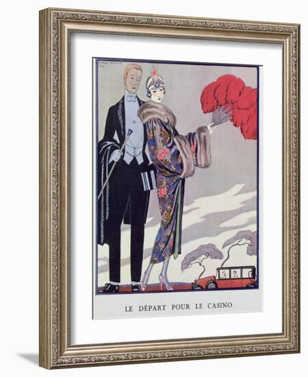 Leaving For the Casino. Illustration For La Gazette du Bon Ton, 1923-Georges Barbier-Framed Giclee Print