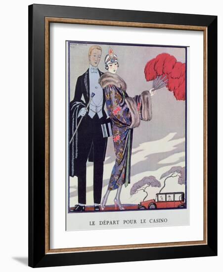 Leaving For the Casino. Illustration For La Gazette du Bon Ton, 1923-Georges Barbier-Framed Giclee Print