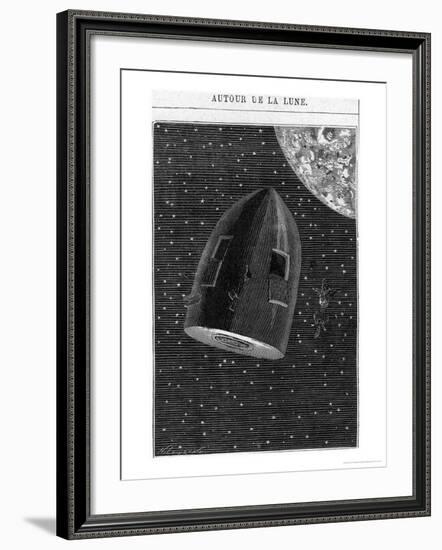 Leaving for the Moon, Illustration from "Around the Moon" by Jules Verne Paris, Hetzel-Henri Theophile Hildibrand-Framed Giclee Print