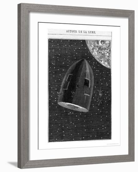 Leaving for the Moon, Illustration from "Around the Moon" by Jules Verne Paris, Hetzel-Henri Theophile Hildibrand-Framed Giclee Print