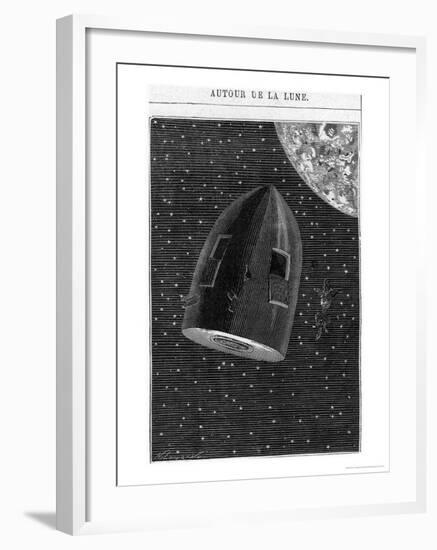 Leaving for the Moon, Illustration from "Around the Moon" by Jules Verne Paris, Hetzel-Henri Theophile Hildibrand-Framed Giclee Print