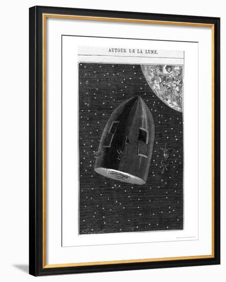 Leaving for the Moon, Illustration from "Around the Moon" by Jules Verne Paris, Hetzel-Henri Theophile Hildibrand-Framed Giclee Print