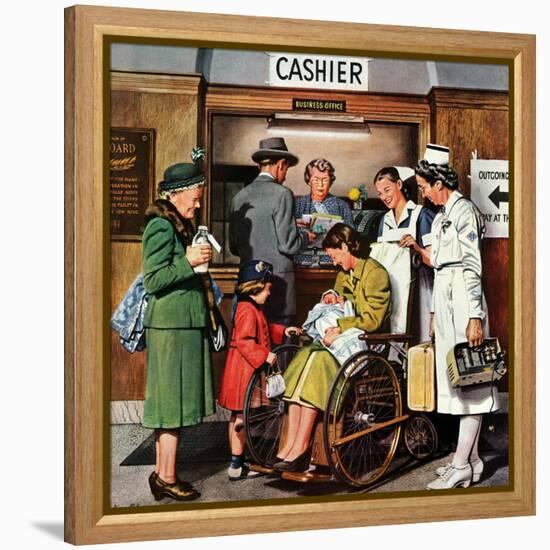"Leaving the Hospital," October 22, 1949-Stevan Dohanos-Framed Premier Image Canvas