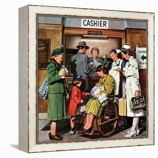 "Leaving the Hospital," October 22, 1949-Stevan Dohanos-Framed Premier Image Canvas