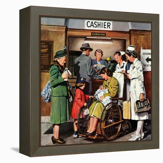 "Leaving the Hospital," October 22, 1949-Stevan Dohanos-Framed Premier Image Canvas