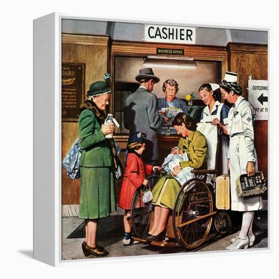 "Leaving the Hospital," October 22, 1949-Stevan Dohanos-Framed Premier Image Canvas